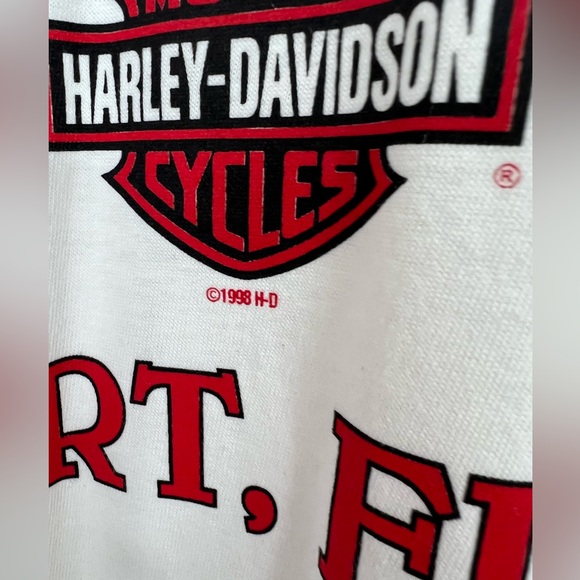Vintage 90's Harley Davidson Large White VTG T-Shirt 1998 Stuart, Florida - Picture 4 of 6